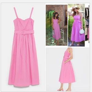 zara midi dress with belt